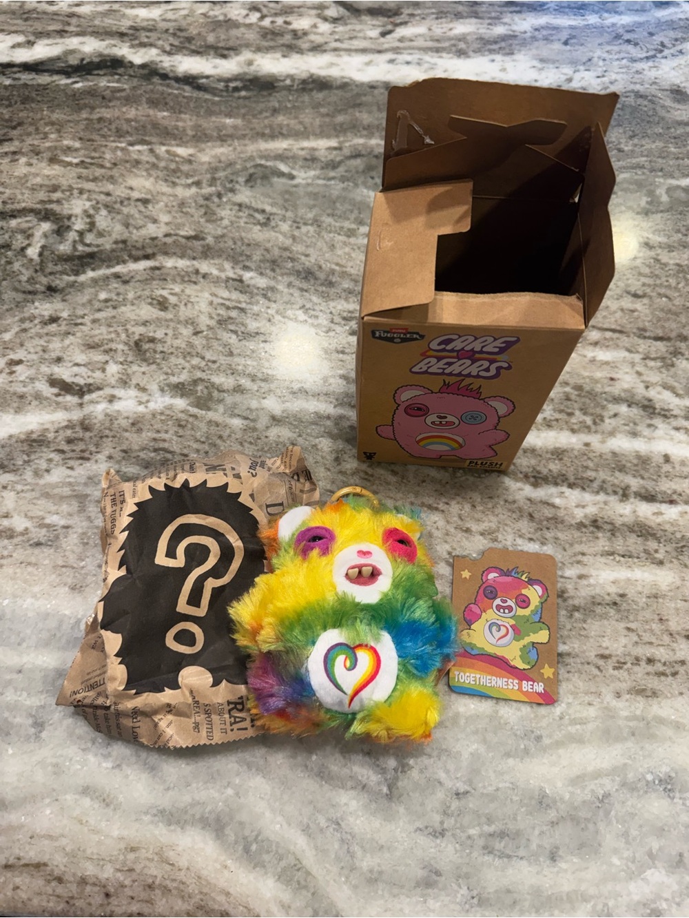 Care Bears Togetherness Fuggler Rainbow Plush Keychain - Bright Rainbow Colors